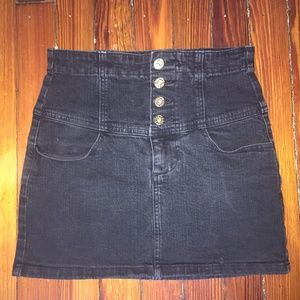 Guess Black denim high-waisted miniskirt